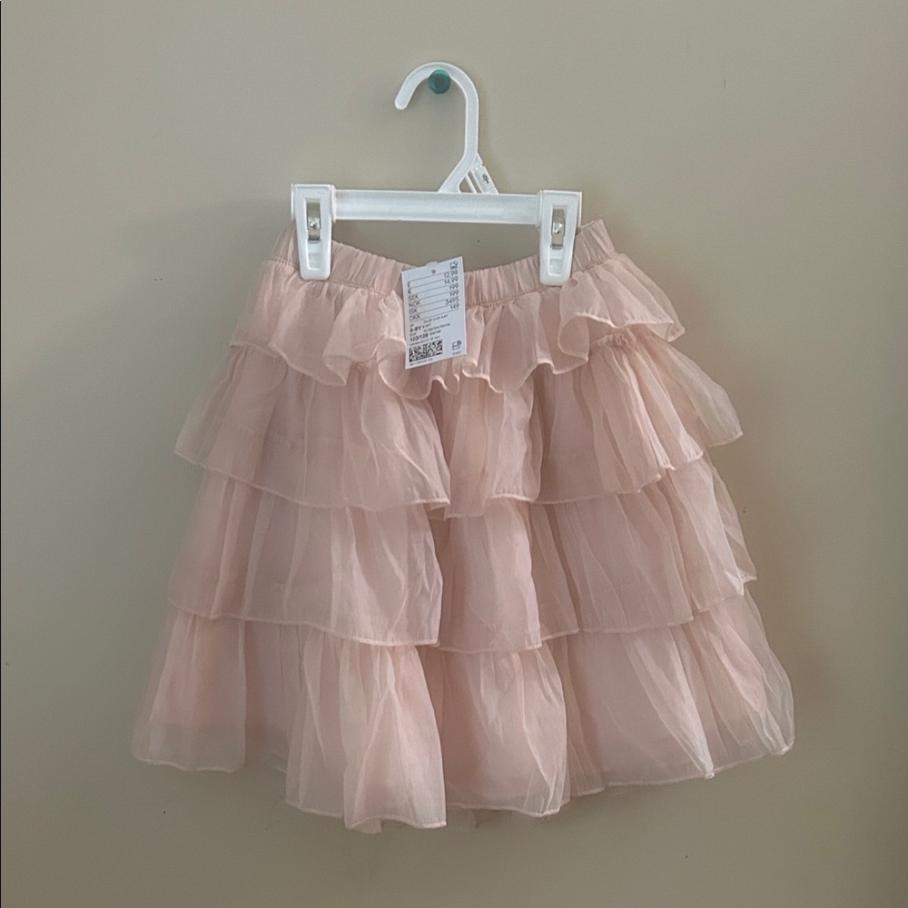 H&M Pink Bubble Mini Skirt Tiered Ruffled Cocktail